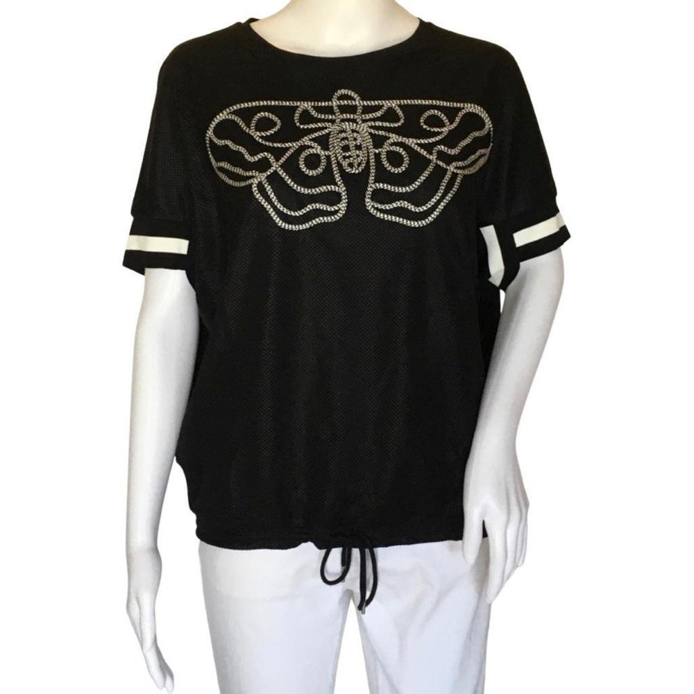 NWT Desigual Women's Embroidery Top Black Sz M